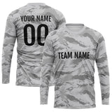 Custom Basketball Soccer Football Shooting Long T-Shirt for Adults and Kids Camouflage Gray