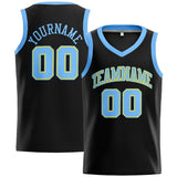 Custom Stitched Basketball Jersey for Men, Women And Kids Black-Light Blue-Yellow