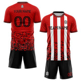 custom soccer set jersey kids adults personalized soccer red