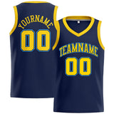 Custom Stitched Basketball Jersey for Men, Women And Kids Navy-Yellow-Light Blue