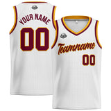 Custom Stitched Basketball Jersey for Men, Women  And Kids White-Burgundy-Yellow