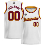 Custom Stitched Basketball Jersey for Men, Women  And Kids White-Burgundy-Yellow