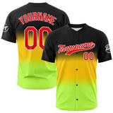 Custom Full Print Design Baseball Jersey Black-Yellow-Neon Green