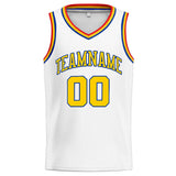 Custom Stitched Basketball Jersey for Men, Women And Kids White-Yellow-Royal-Red