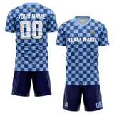 custom soccer set jersey kids adults personalized soccer light blue