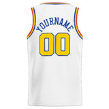 Custom Stitched Basketball Jersey for Men, Women And Kids White-Yellow-Royal-Red