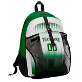 Customize White Green Sports Backpacks Featuring Personalized Names, Numbers and Logos