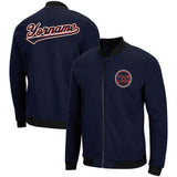 Custom Long Sleeve Windbreaker Jackets Uniform Printed Your Logo Name Number Navy-Orange-White