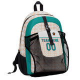 Customize Orange Teal Sports Backpacks Featuring Personalized Names, Numbers and Logos