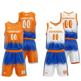 Custom Reversible Basketball Suit for Adults and Kids Orange-Blue