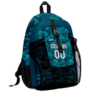 Customize Teal Sports Backpacks Featuring Personalized Names, Numbers and Logos