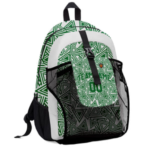 Customize Green Yellow Sports Backpacks Featuring Personalized Names, Numbers and Logos