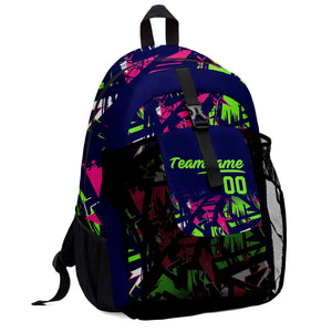 Customize Blue Green Sports Backpacks Featuring Personalized Names, Numbers and Logos