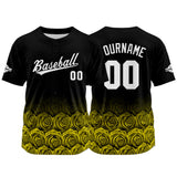 Custom Full Print Design Baseball Jersey rose-yellow