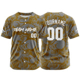 Custom Baseball Jersey Personalized Baseball Shirt for Men Women Kids Youth Teams Stitched and Print Brown&Grey