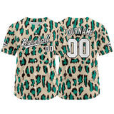 Custom Full Print Design Baseball Jersey green-beige