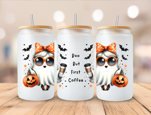 16oz Glass Tumbler - Boo Hoo Coffee