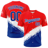 Custom Full Print Design Baseball Jersey red-blue-white