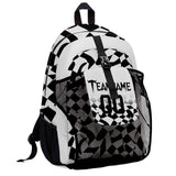 Customize White Black Sports Backpacks Featuring Personalized Names, Numbers and Logos