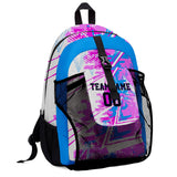 Customize Pink Blue Sports Backpacks Featuring Personalized Names, Numbers and Logos