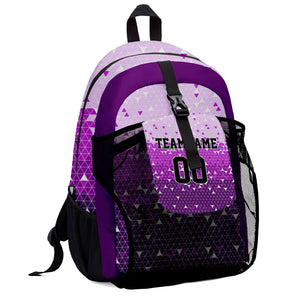 Customize Purple Sports Backpacks Featuring Personalized Names, Numbers and Logos