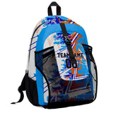 Customize Blue Orange Sports Backpacks Featuring Personalized Names, Numbers and Logos