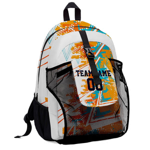 Customize Orange Black Sports Backpacks Featuring Personalized Names, Numbers and Logos