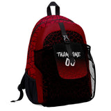 Customize Red Black Sports Backpacks Featuring Personalized Names, Numbers and Logos