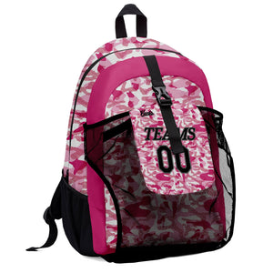 Customize Pink Sports Backpacks Featuring Personalized Names, Numbers and Logos