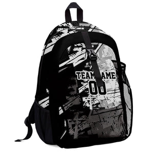 Customize Black Gray Sports Backpacks Featuring Personalized Names, Numbers and Logos