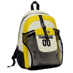 Customize Yellow Black Sports Backpacks Featuring Personalized Names, Numbers and Logos