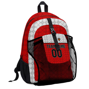 Customize Red Sports Backpacks Featuring Personalized Names, Numbers and Logos