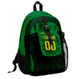 Customize Green Sports Backpacks Featuring Personalized Names, Numbers and Logos