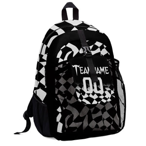 Customize White Black Sports Backpacks Featuring Personalized Names, Numbers and Logos