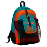 Customize Aqua Orange Sports Backpacks Featuring Personalized Names, Numbers and Logos