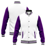 Custom Varsity Jacket Letterman jacket for Men, Women and Youth Purple White