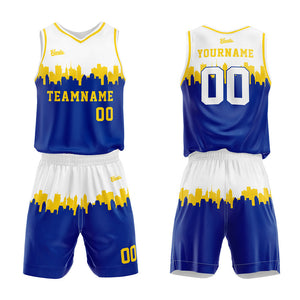 custom city silhouette basketball suit kids adults personalized jersey blue-white