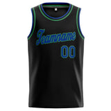 Custom Stitched Basketball Jersey for Men, Women And Kids Black-Blue-Teal