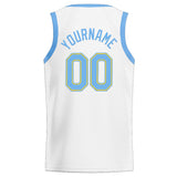 Custom Stitched Basketball Jersey for Men, Women And Kids White-Light Blue-Yellow