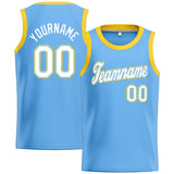 Custom Stitched Basketball Jersey for Men, Women And Kids Light Blue-White-Yellow