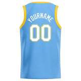 Custom Stitched Basketball Jersey for Men, Women And Kids Light Blue-White-Yellow