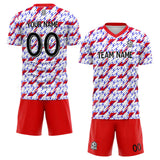 custom soccer set jersey kids adults personalized soccer red