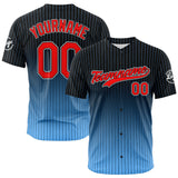 Custom Full Print Design Baseball Jersey Black-Light Blue