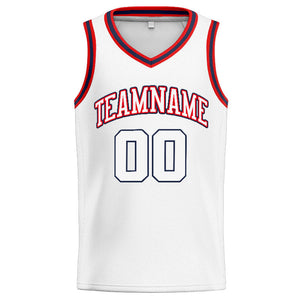 Custom Stitched Basketball Jersey for Men, Women And Kids White-Red-Navy