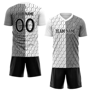 custom soccer set jersey kids adults personalized soccer gray