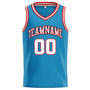 Custom Stitched Basketball Jersey for Men, Women And Kids Aqua-White-Red