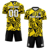 custom soccer set jersey kids adults personalized soccer yellow