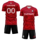 custom soccer set jersey kids adults personalized soccer red