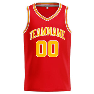 Custom Stitched Basketball Jersey for Men, Women And Kids Red-Yellow-White