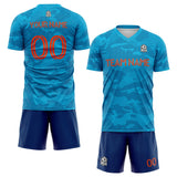 custom soccer set jersey kids adults personalized soccer blue